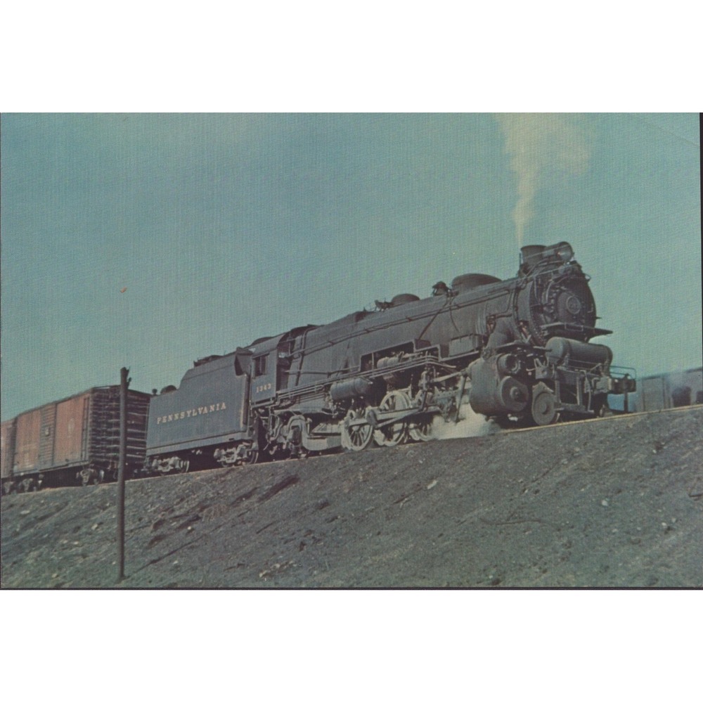 Pennsylvania Railroad 1343 Steam Locomotive Super Post Card Enola PA 1954 RJ64